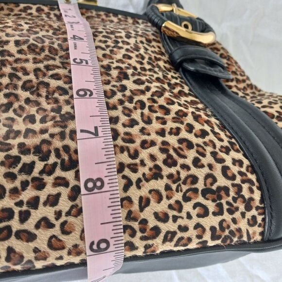 Hair Calf Leather Leopard/Cheetah Print Satchel bag Cottagecore Grandmacore - Picture 7 of 15